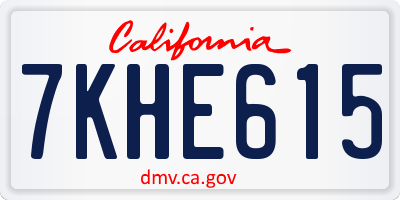 CA license plate 7KHE615