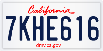 CA license plate 7KHE616