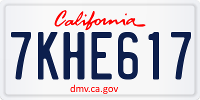 CA license plate 7KHE617