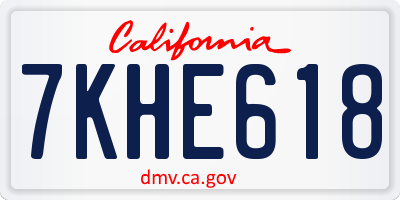 CA license plate 7KHE618