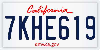 CA license plate 7KHE619
