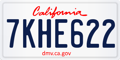 CA license plate 7KHE622