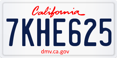 CA license plate 7KHE625