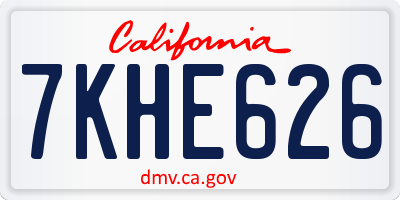 CA license plate 7KHE626