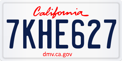 CA license plate 7KHE627