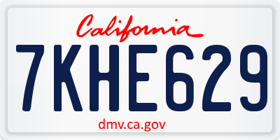 CA license plate 7KHE629