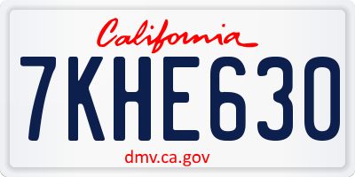 CA license plate 7KHE630