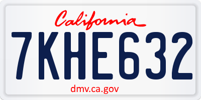 CA license plate 7KHE632