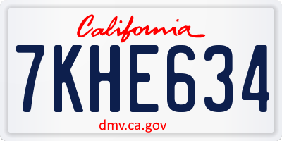 CA license plate 7KHE634