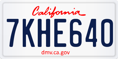 CA license plate 7KHE640