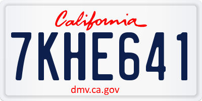 CA license plate 7KHE641