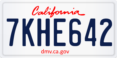 CA license plate 7KHE642