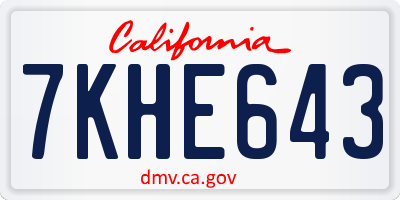 CA license plate 7KHE643