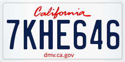 CA license plate 7KHE646