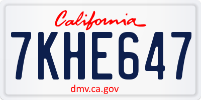 CA license plate 7KHE647