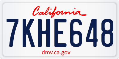 CA license plate 7KHE648