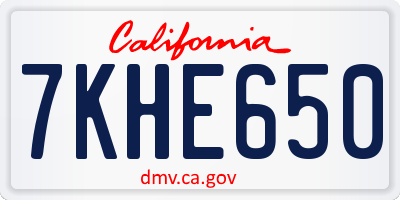 CA license plate 7KHE650