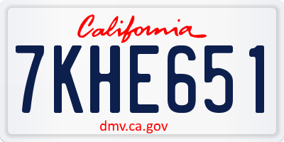 CA license plate 7KHE651