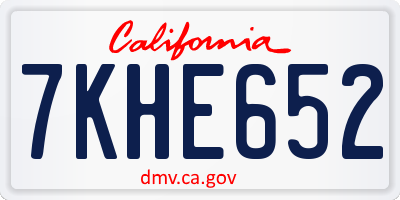 CA license plate 7KHE652