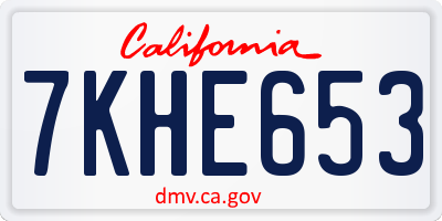 CA license plate 7KHE653