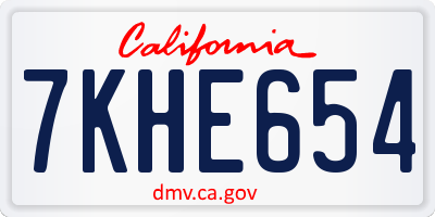 CA license plate 7KHE654