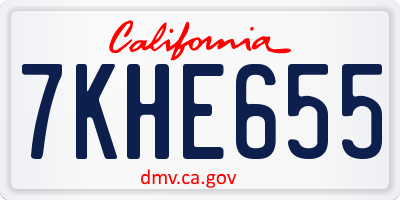 CA license plate 7KHE655