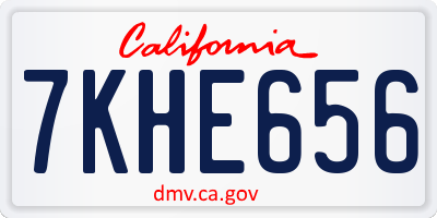CA license plate 7KHE656