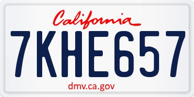 CA license plate 7KHE657