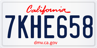 CA license plate 7KHE658