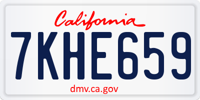 CA license plate 7KHE659