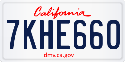 CA license plate 7KHE660