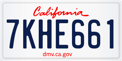 CA license plate 7KHE661