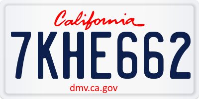 CA license plate 7KHE662