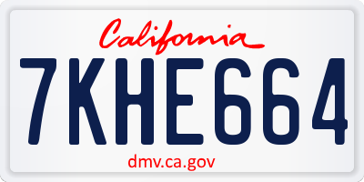 CA license plate 7KHE664