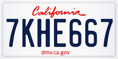 CA license plate 7KHE667