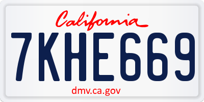 CA license plate 7KHE669