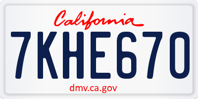 CA license plate 7KHE670