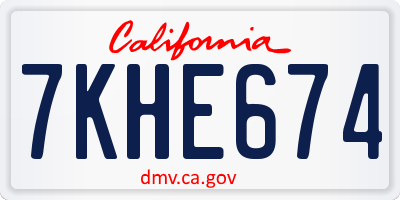 CA license plate 7KHE674