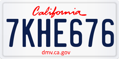 CA license plate 7KHE676