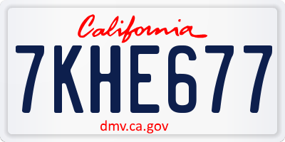 CA license plate 7KHE677