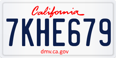 CA license plate 7KHE679