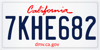 CA license plate 7KHE682