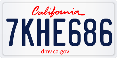CA license plate 7KHE686