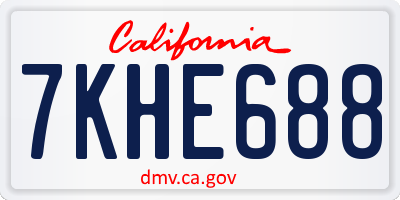 CA license plate 7KHE688