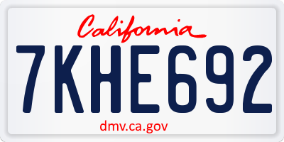 CA license plate 7KHE692