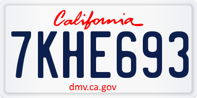 CA license plate 7KHE693