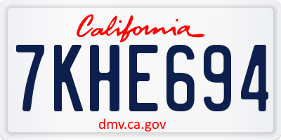 CA license plate 7KHE694