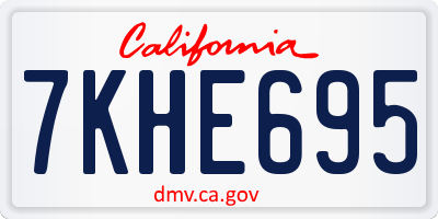 CA license plate 7KHE695