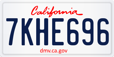 CA license plate 7KHE696