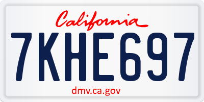 CA license plate 7KHE697